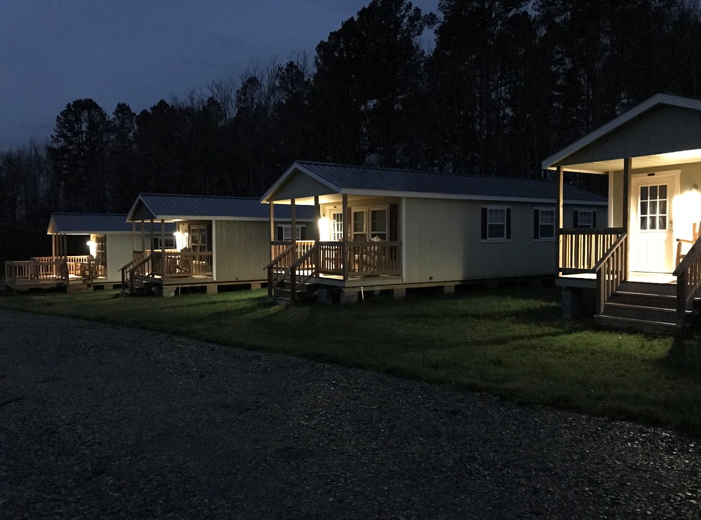 TerraStay Farm-Stay Cabins at dusk