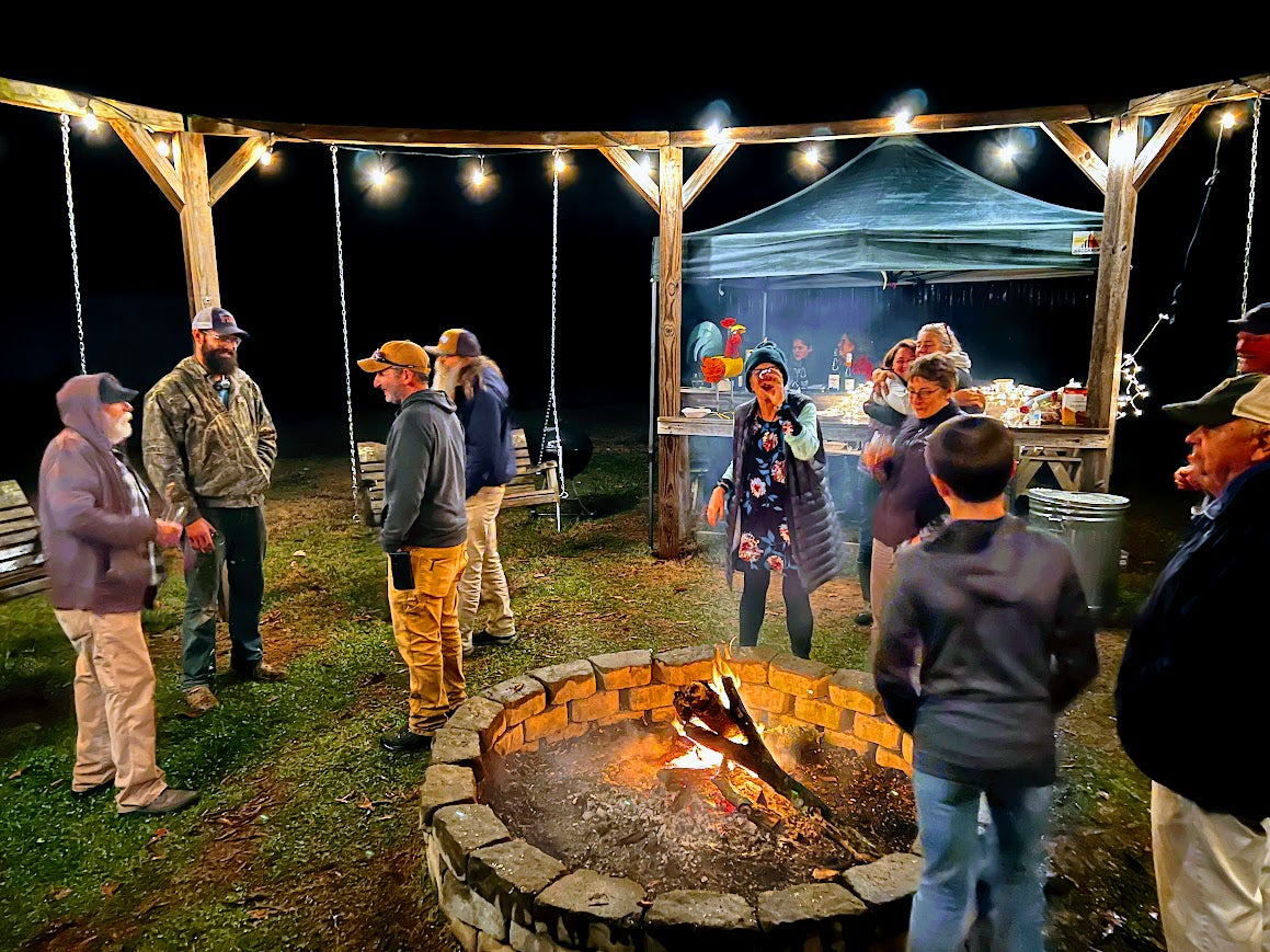 Evening firepit at TerraStay Farm-Stay Cabins